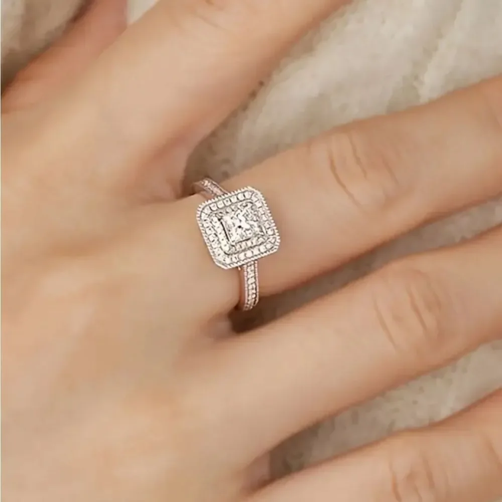 Sterling silver diamond wedding ring sz 6